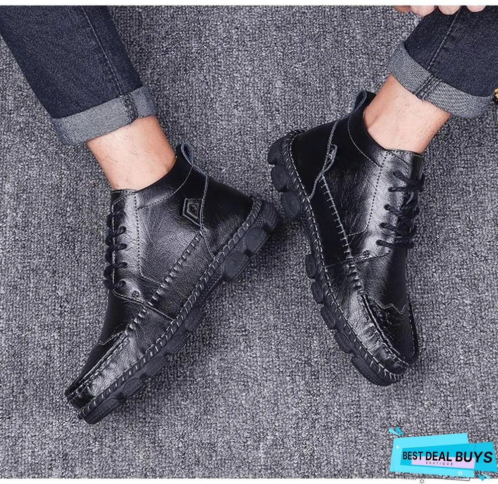 Cow Split Leather Men Boots Comfortable Boots Men Footwear Rubber Ankle Boots Men's Shoes