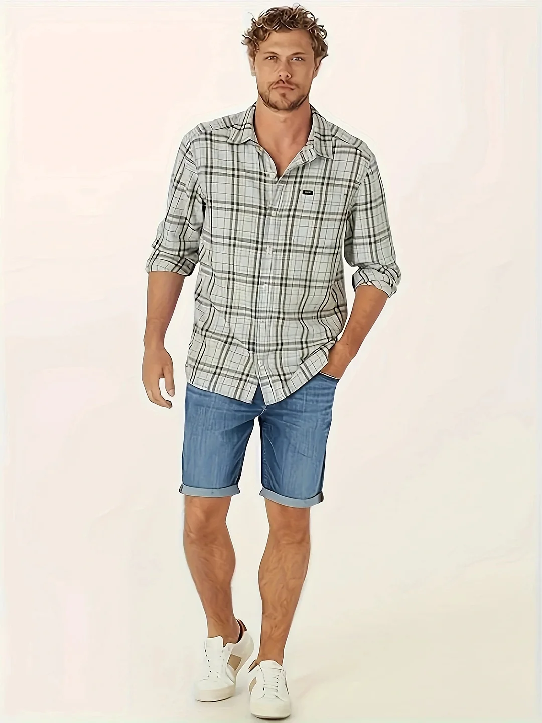 Woherb Fashion Men's Casual Straight Rolled Jeans Jeans Medium Pants-Outfit Ideas