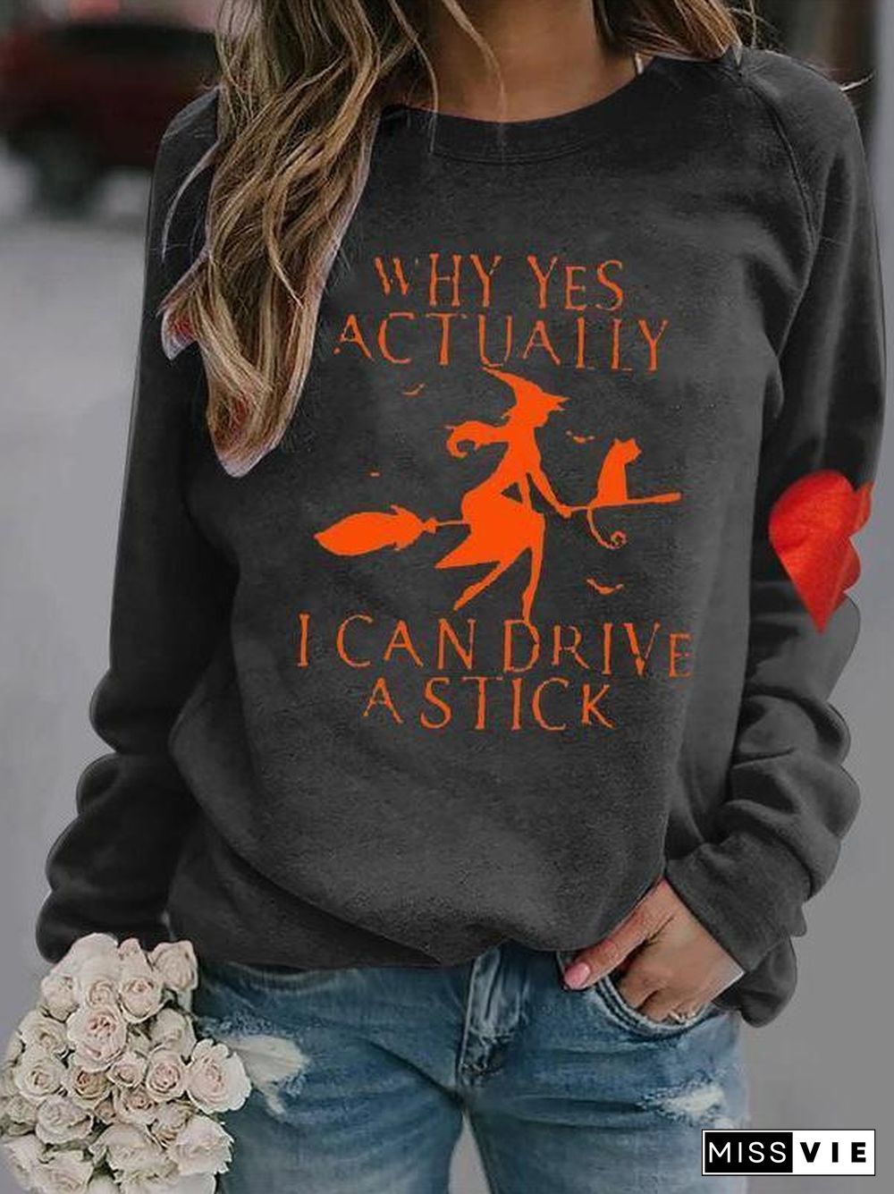 Women's Long Sleeves Round Neck Graphic Printed Top