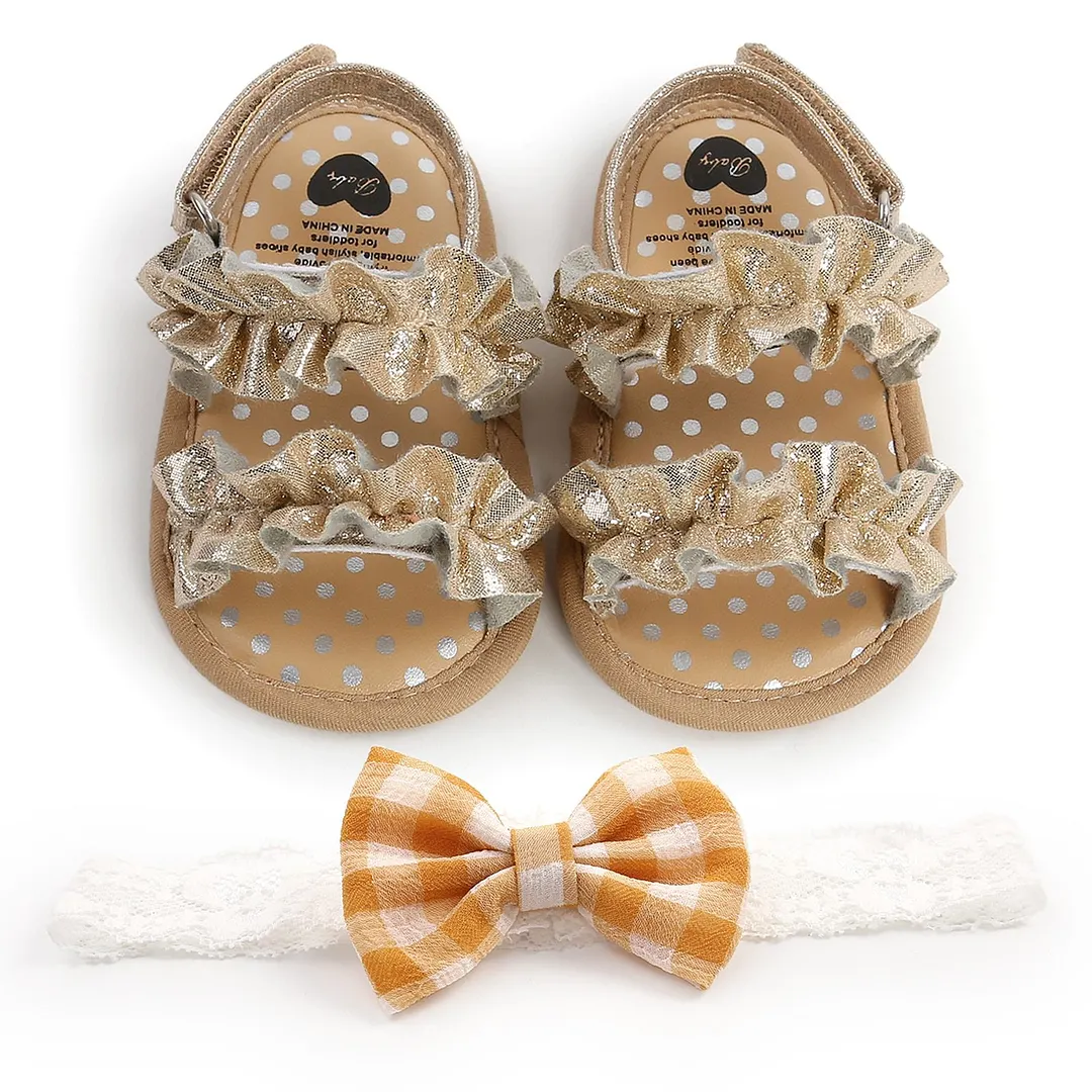 Baby Girls Summer Sandals, Anti-Slip Soft Sole Ruffle Flat Shoes Toddler First Walker