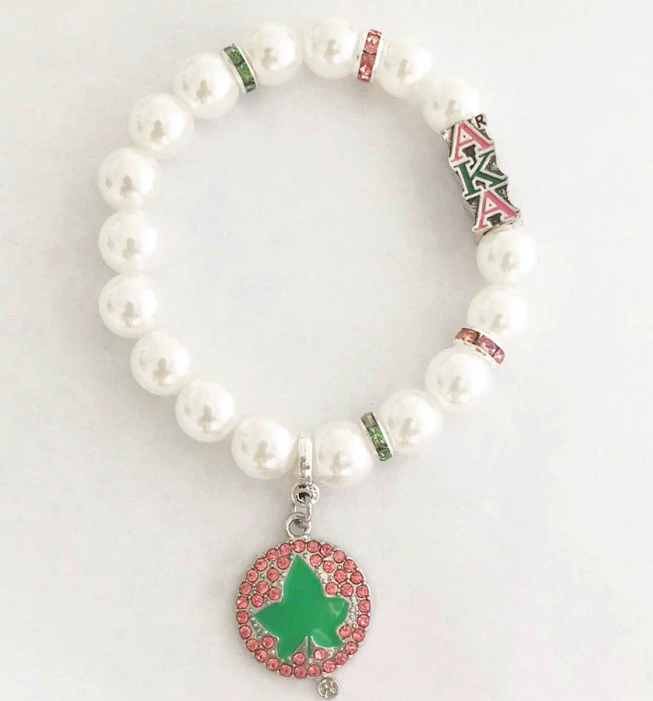 Alloy Diamond Maple Leaf Letter Pendant White Pearl Simple Bracelet