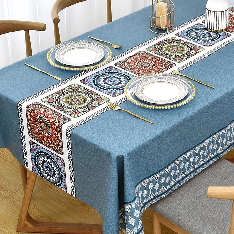 Modern Bohemian Datura Rectangle Tablecloth Kitchen Table Decorations Waterproof Fabric Tablecloth Holiday Party Table Decor