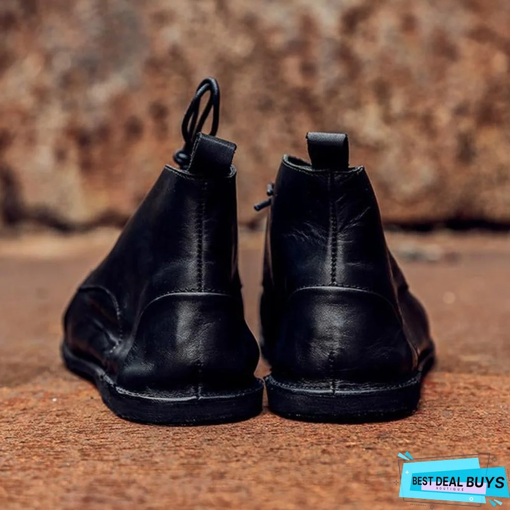 Men's Casual Soft Leather Lace Up Handcrafted Boots