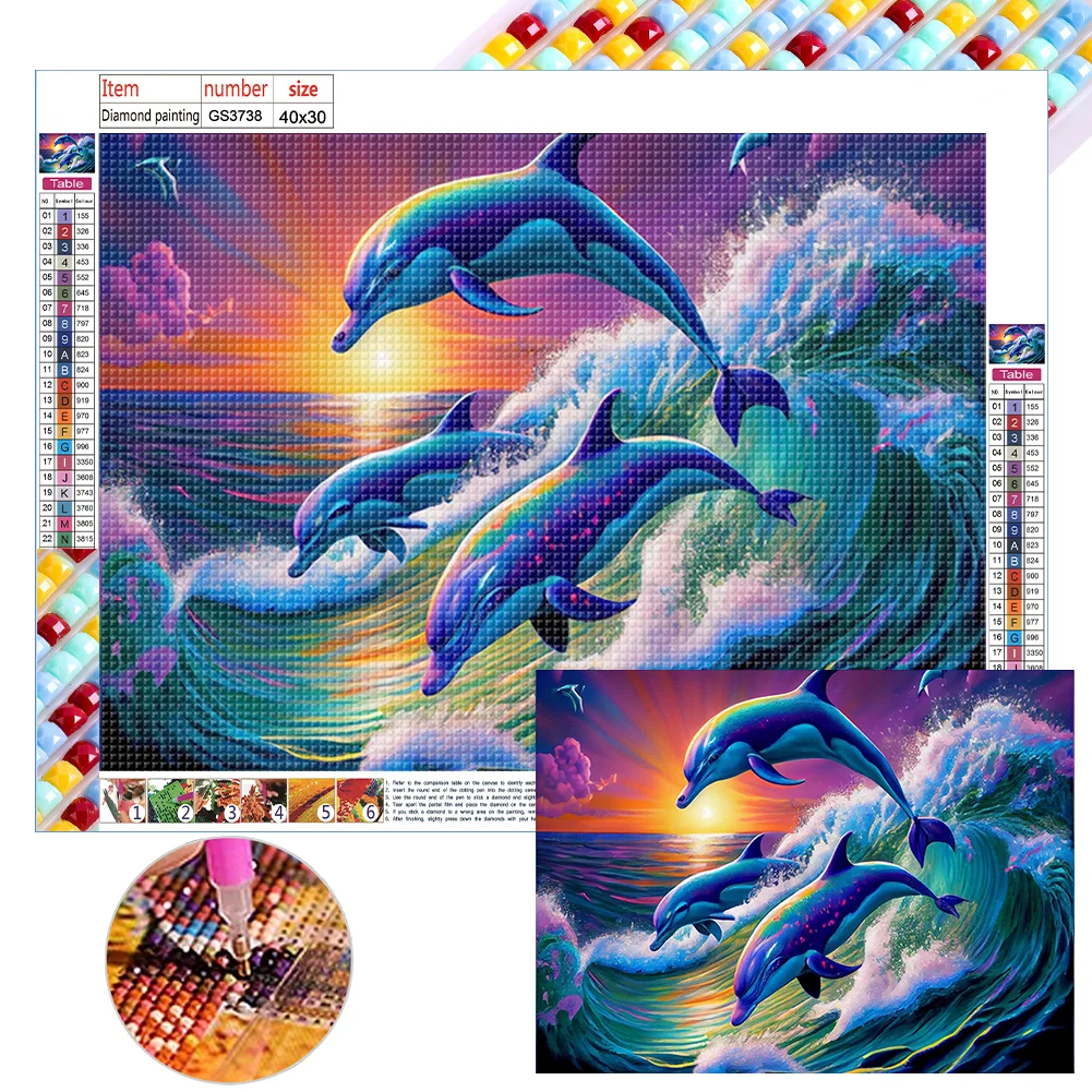 Diamond Painting - Full Square Drill - Dolphin(Canvas|40*30cm)