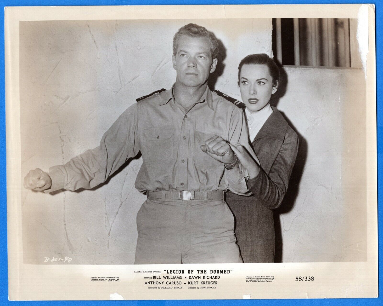 BILL WILLIAMS MARGARET DAWN RICHARD Vintage 8x10 Photo Poster painting LEGION OF THE DOOMED 1958