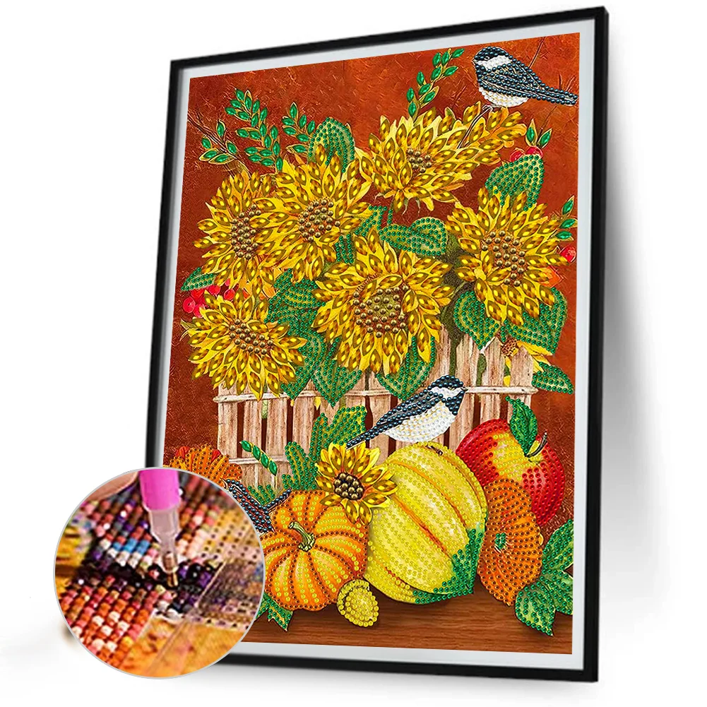 Diamond Painting - Partial Special Shaped Drill - Pumpkin Flora(Canvas|30*40cm)