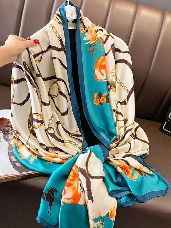Contrast Color Printed Sun-Protection Shawl&Scarf