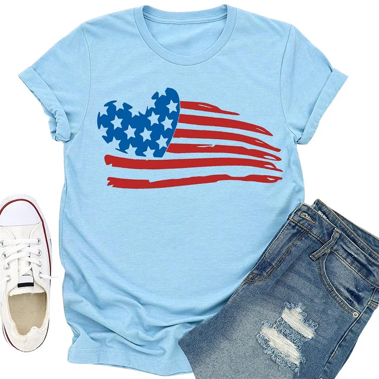 Independence Day Print Flag T-shirt Tee