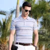 Top Grade New Summer Brand Mens Striped Turn Down Collar Polo Shirts