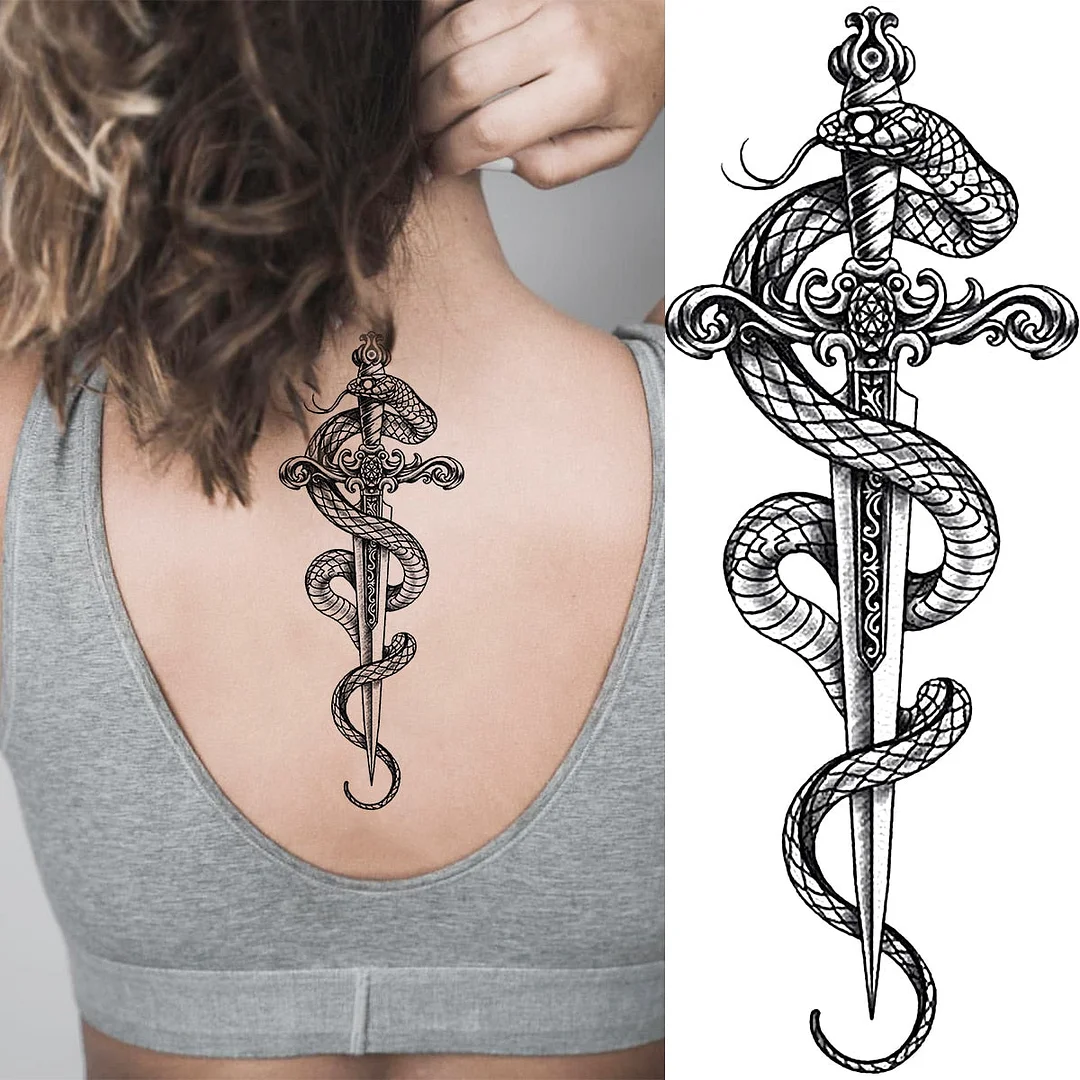 Realistic Snake Unique Forearm Temporary Tattoos For Men Adult Serpent Moon Fake Tattoo Waterproof Body Art Painting Tatoo Paper