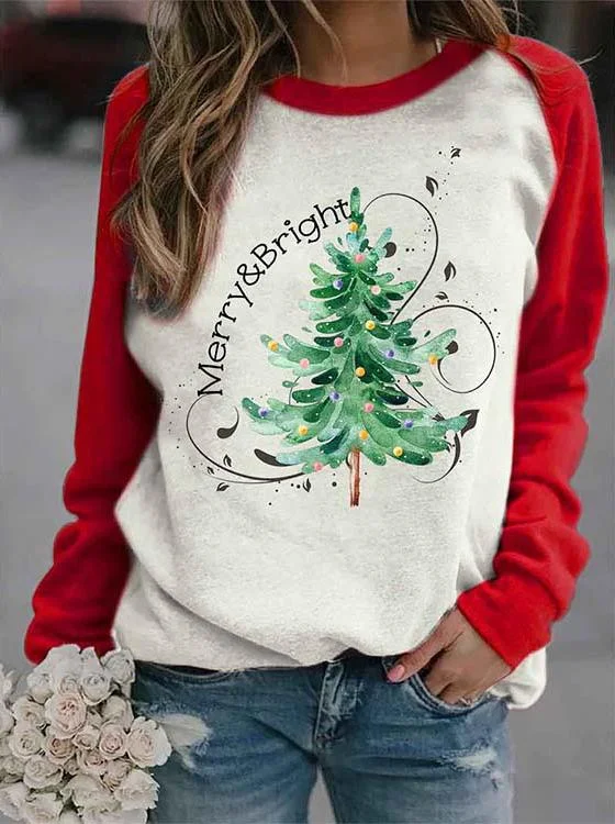 Merry & Bright Christmas Tree Sweatshirt