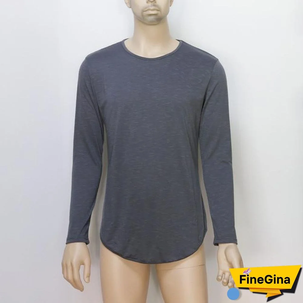 Plus Size Fashion Casual Slim Elastic Soft Solid Long Sleeve Men T Shirts Male Fit Tops Tee