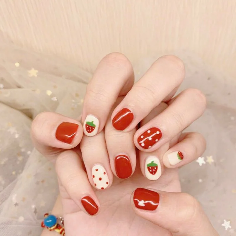 3D Nail Art Sticker Newest Kawaii Strawberry Rainbow M Nail Decals Adhesive Sticker for Design Manicure Letter Decorations DIY-Nail Inspo