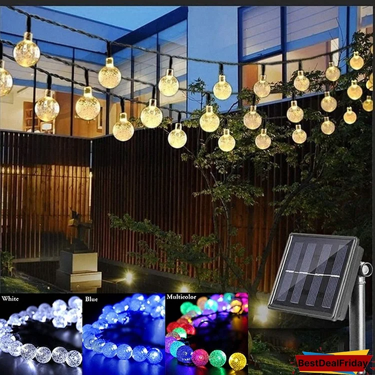 Solar/Battery String Lights,10/20/30/40/50/80/100 LED Crystal Ball Waterproof Outdoor String Lights Solar Powered Globe Fairy String Lights for Outside Garden, Yard, Home, Landscape, Halloween Christmas Party