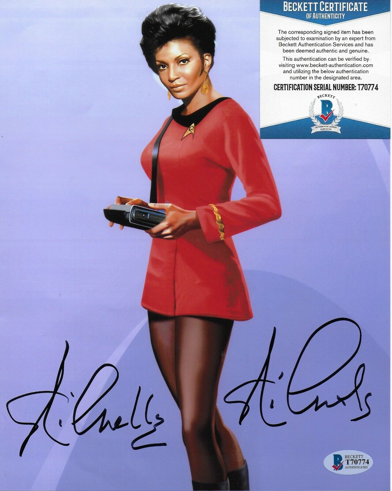 Nichelle Nichols Uhura Star Trek Original Autographed 8X10 Photo Poster painting w/Beckett COA 3