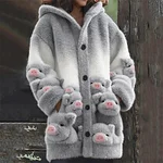 Lovely Fuzzy Pigs Gradient Cozy Hooded Cardigan - Image 5