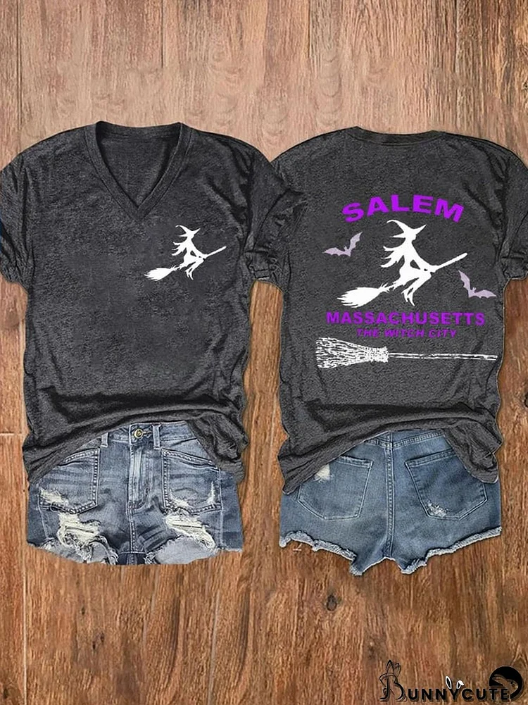 Women'S Halloween Salem Massachusetts Print T-Shirt