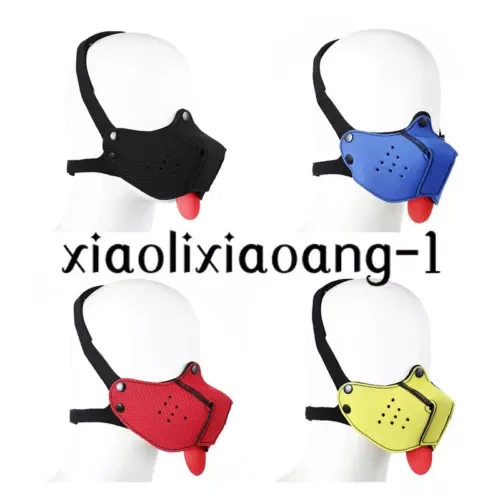 pornhint Pornhint Rubber Half Face Dog Mask Hood Binding Restraint Slaver Muzzle Puppy Mask Tongue Libido
