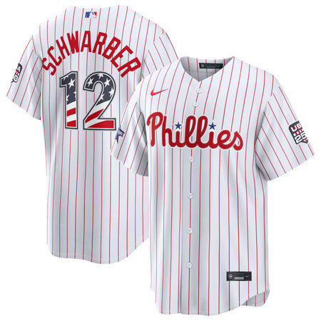 Men's Philadelphia Phillies #12 Kyle Schwarber Nike White 2026 All-Star Edition Stars & Stripes Stadium Jersey