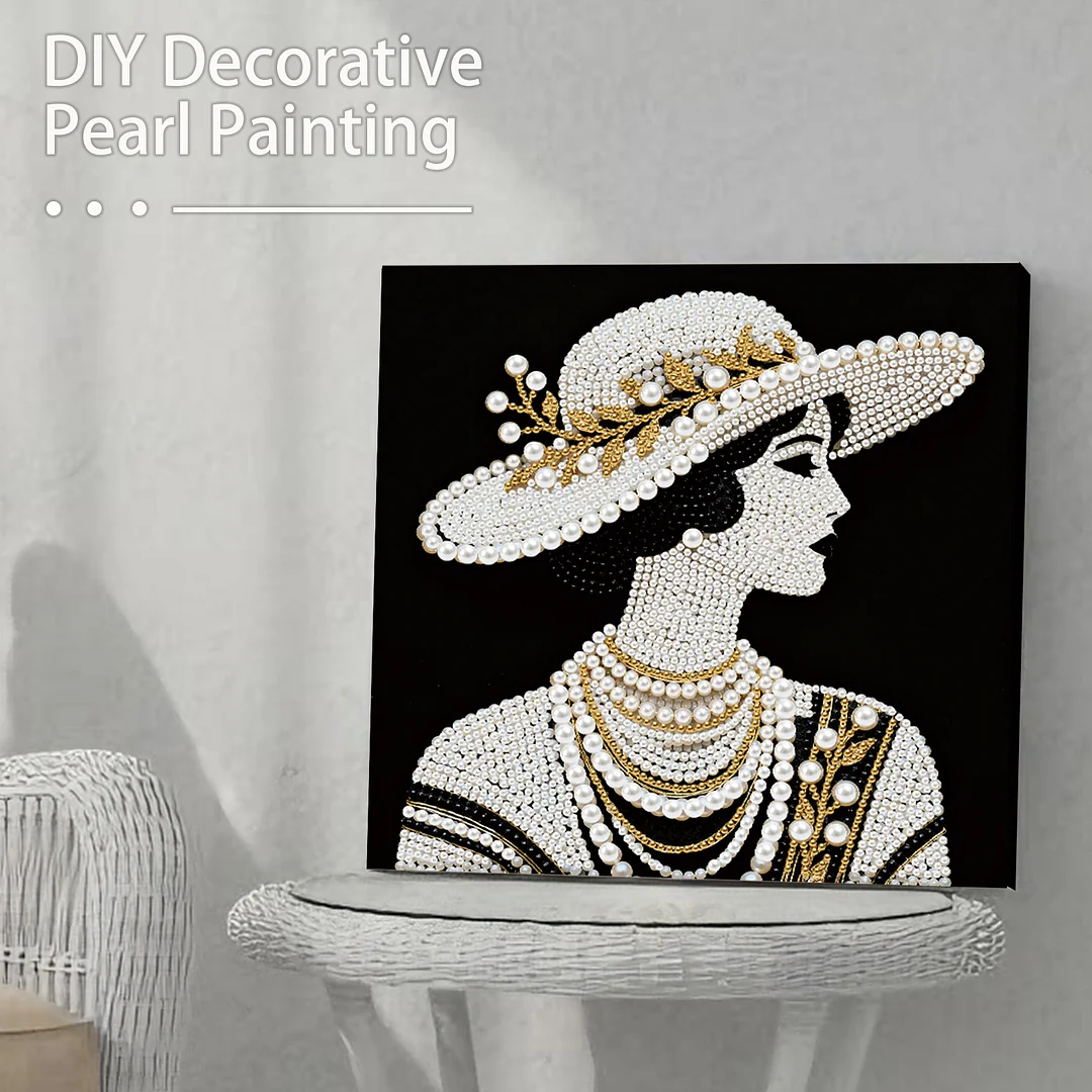 Lady DIY Pearl Art Diamond Painting Kit for Adults Home Decor 25x25cm With Frame