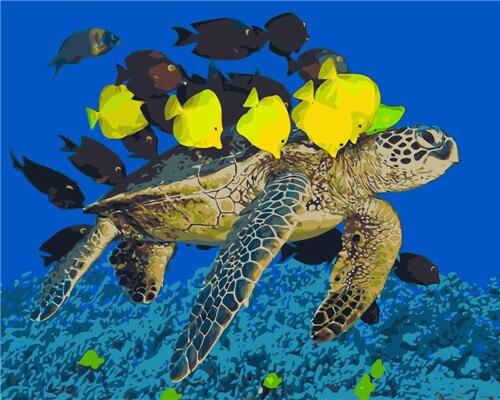 

Sea Turtle and Yellow Fish – Paint By Numbers - 40*50CM, 501 Original