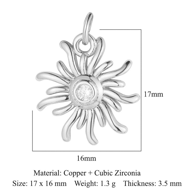 3 Pieces Copper Zircon 18K Gold Plated Sun Rainbow Star
