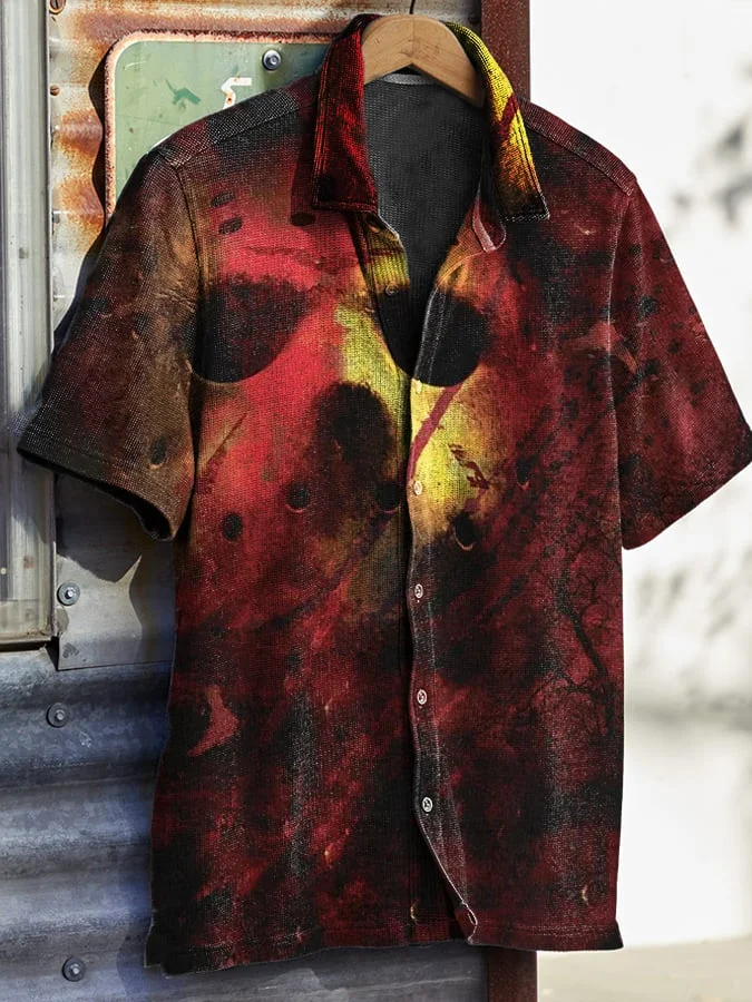 Men's Halloween Printed Waffle Shirt