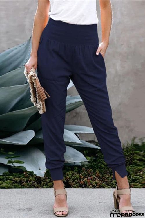 Casual High Waist Split Pants