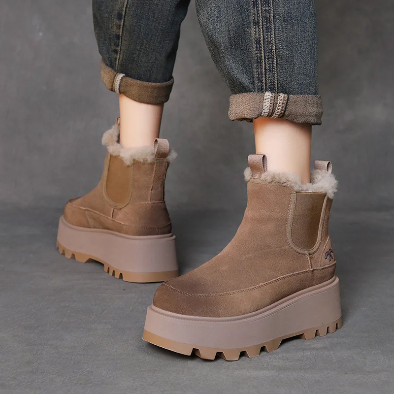 Yyvonne Skin Thick Bottom Pine Ice Boots Women 2025 Winter New Warm Thick Velvet Short Boots Comfortable Leisure Cotton Boots