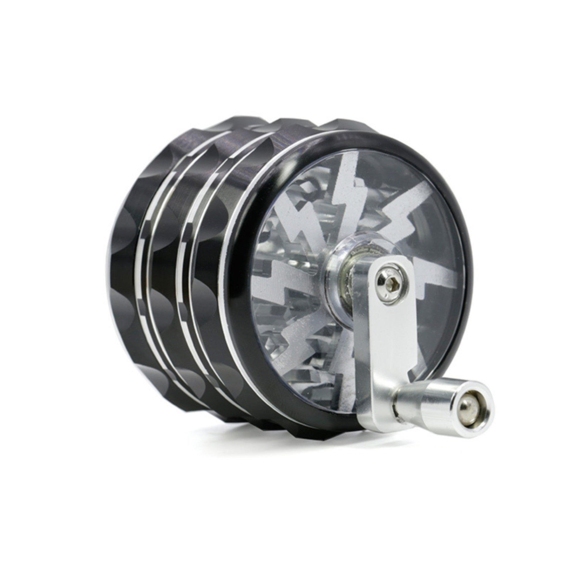 Aluminum Alloy 63MM Pointed Pattern Polygon Rocker Grinder-Black