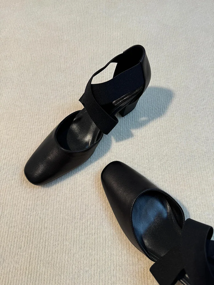 Breakj Breakj Retro Ballet High Heel Children Thick Heel Cross-Lace Hollow Casual Head Sandals