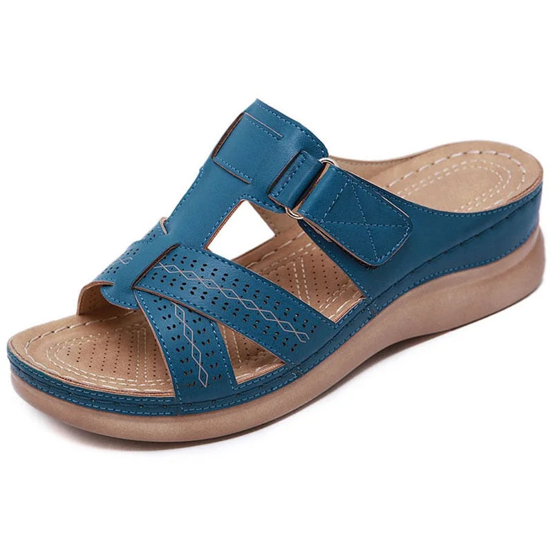 New Summer Women Wedge Sandals Premium Orthopedic Open Toe Sandals Vintage Anti-slip Leather Casual Female Platform Retro Shoes