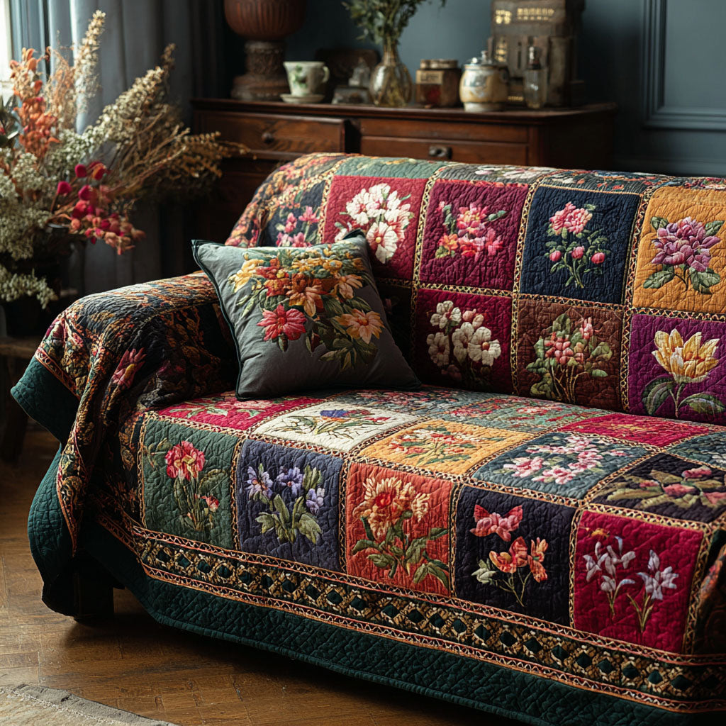 Patchwork Bloom Quilted Sofa Cover NCU0DK11889 everthome