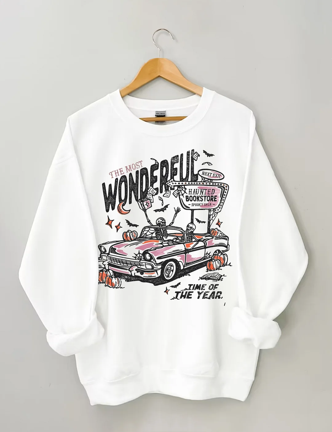 Skeletons In A Convertible For Retro Halloween Sweatshirt