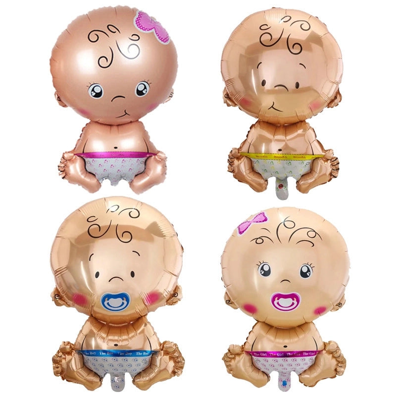 5 Pieces Cartoon Baby Baby Baptism Aluminum Film Balloon Baby Shower Baby Bottle Foot Stroller Balloon