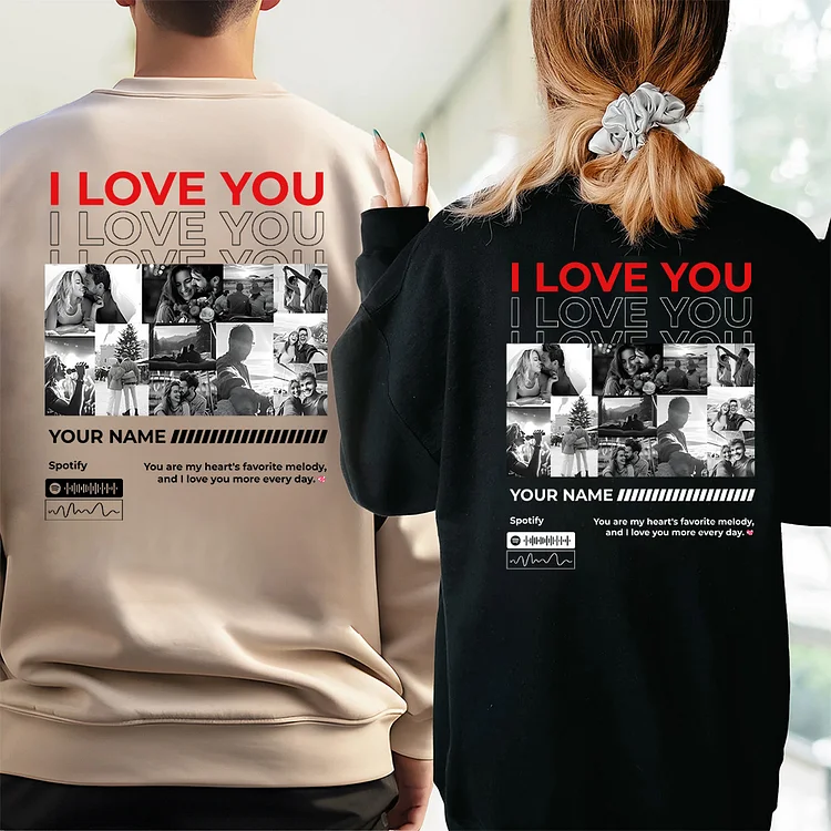 Valentine Gift For Couple Unique Custom Photo Sweatshirt-Printed back Sweatshirt