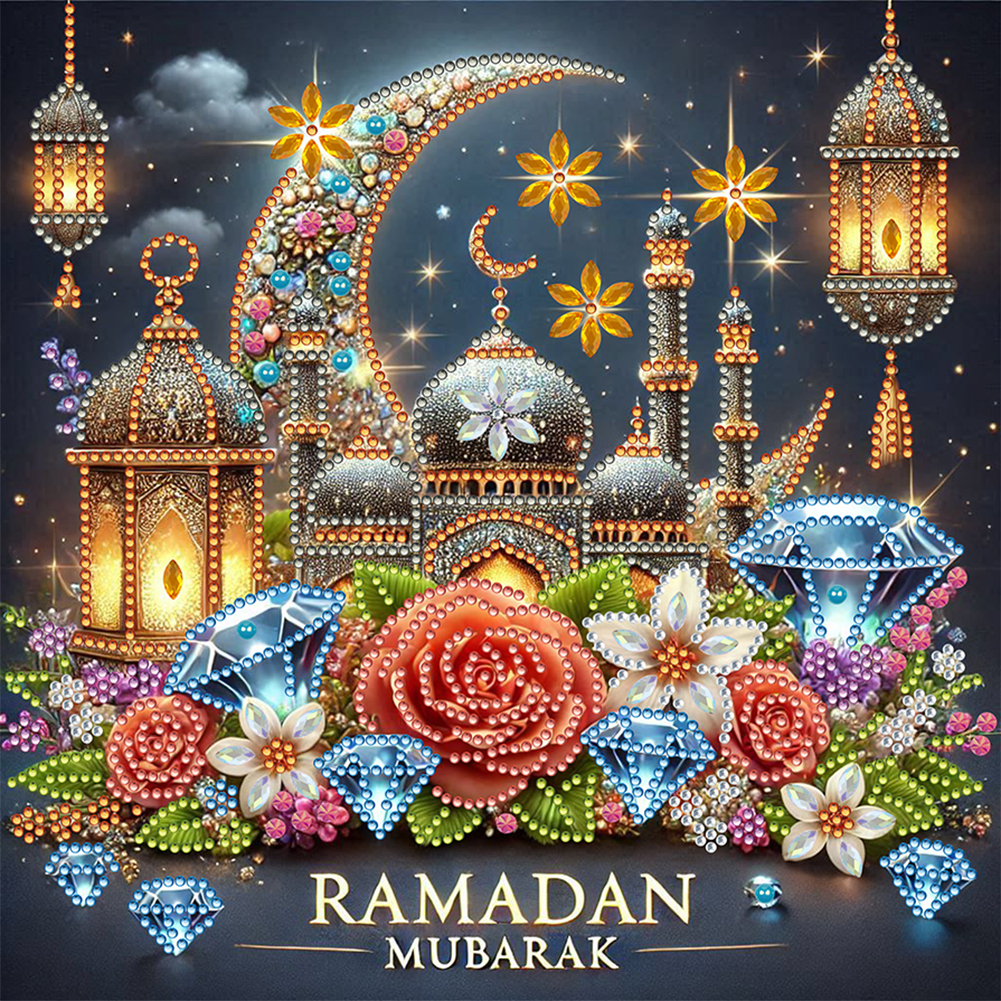 Ramadan Castle Crescent Moon 30*30cm(canvas) special shaped drill diamond painting
