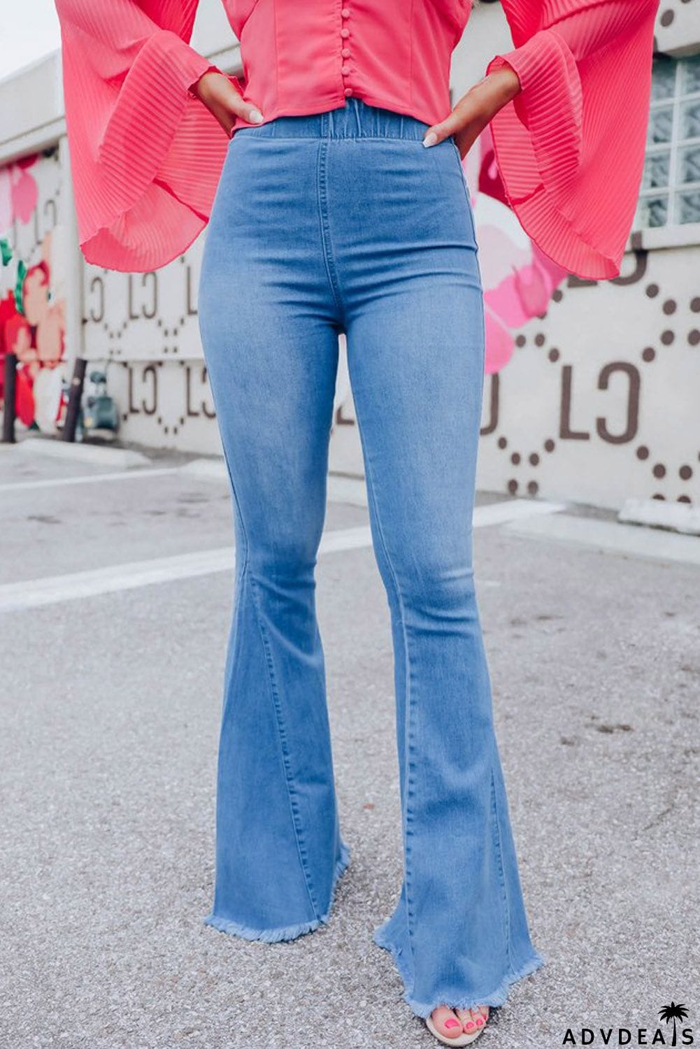 High Waist Flare Jeans with Back Pockets