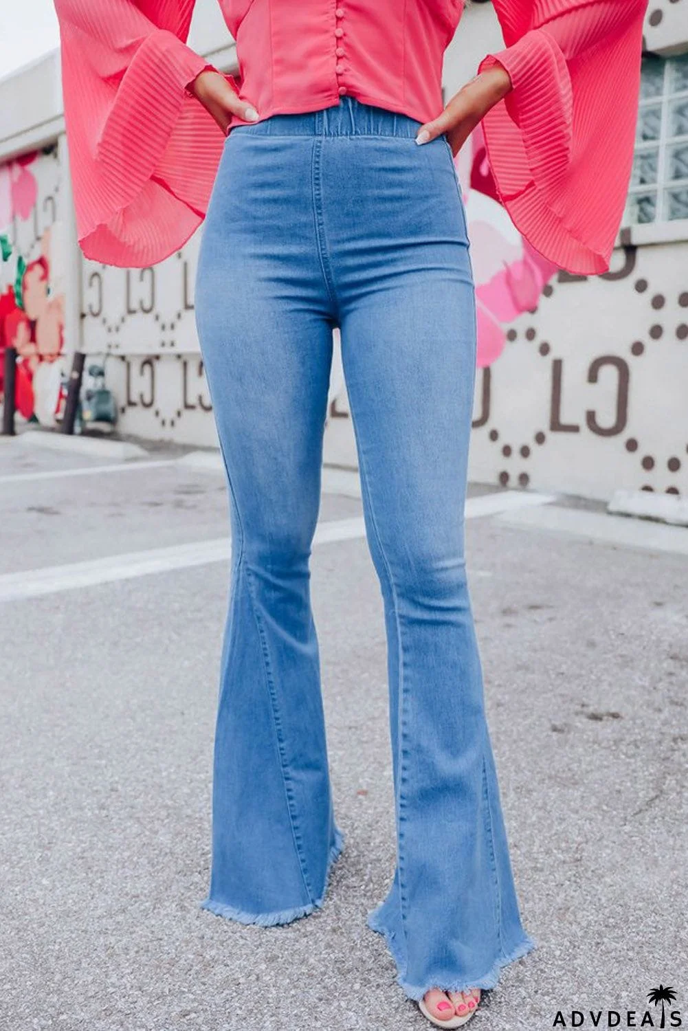 High Waist Flare Jeans with Back Pockets