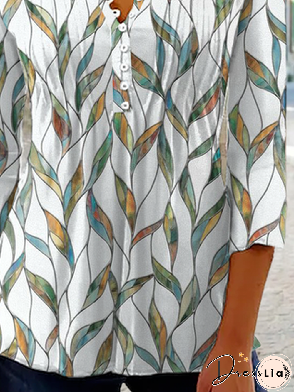 Printed Casual Three Quarter Sleeve Tops