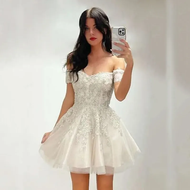 Brownm Brownm Women's Prom Evening Dress Short A Swing 2025 New Cocktail Party Shoulder Princess Dress