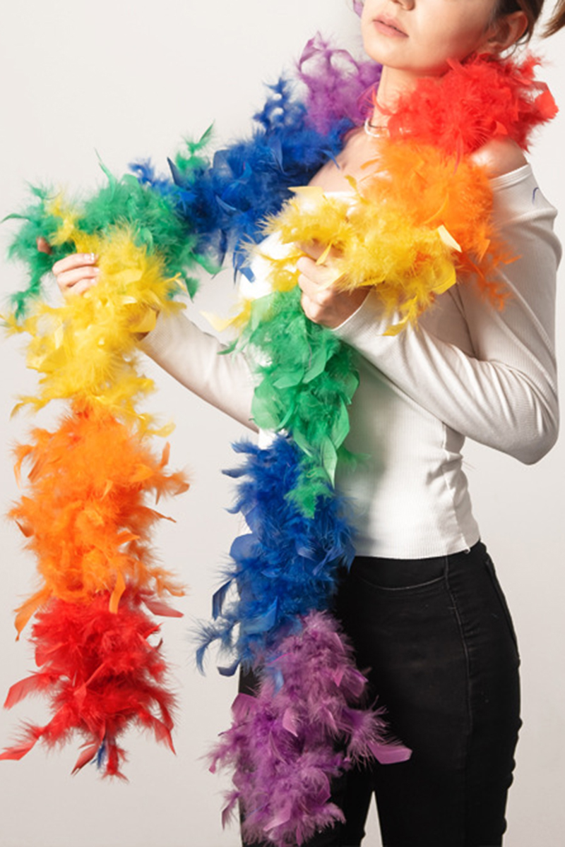 Rainbow Fluffy Costume Boa