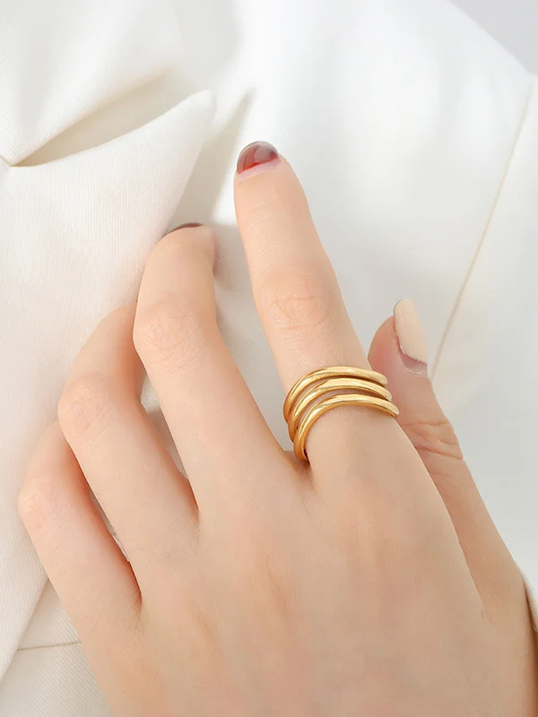 Geometric Hollow Pure Color Rings Accessories