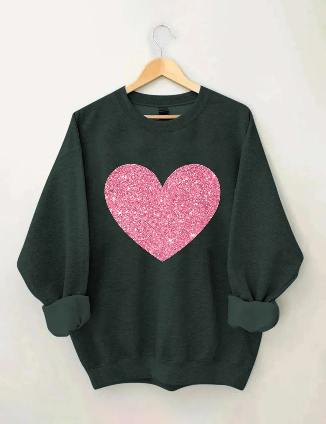 Valentine&rsquo;s Day Glitter Heart Sweatshirt