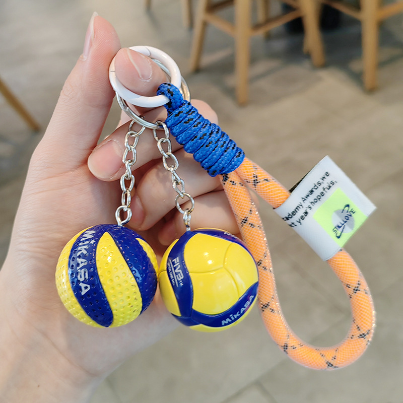 New Cartoon Rubber Volleyball Light Keychain Digital Printing Fashion Trend Sporty Creative Schoolbag Pendant Women Men's Mini