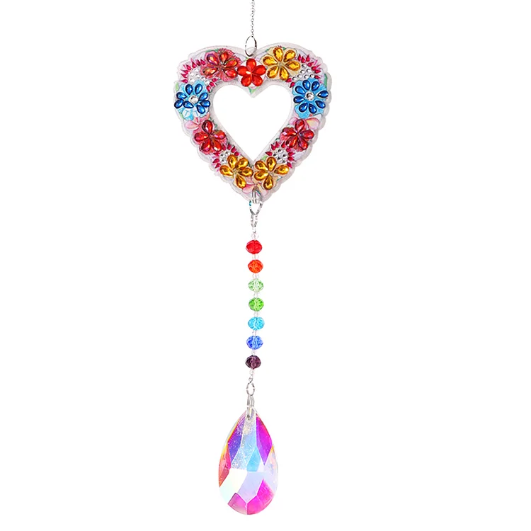 DIY 5D Mosaic  Jewelry Diamond Hanging Window Wind Chime (Heart)
