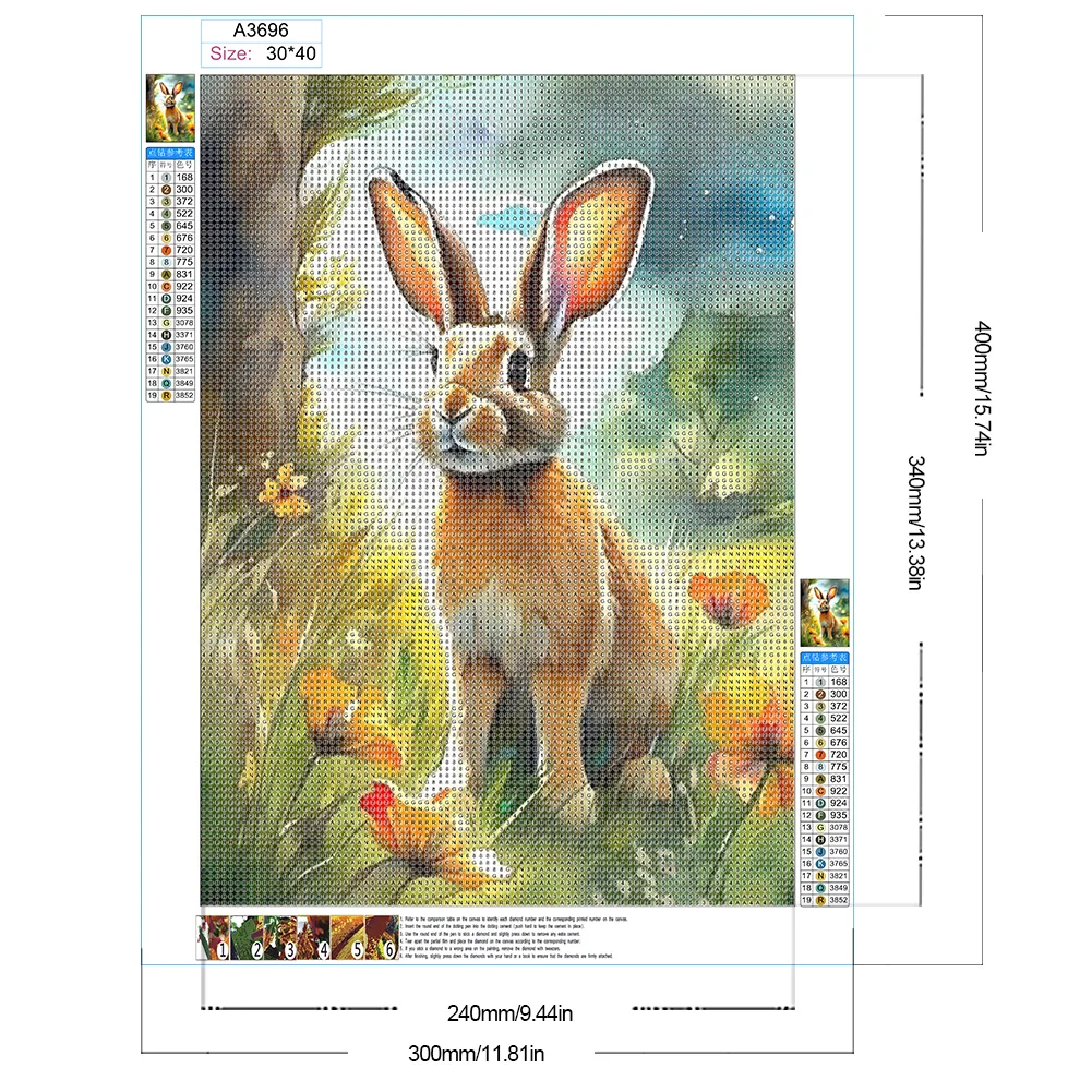 Full Round Diamond Painting 30*40cm - Rabbit In The Forest