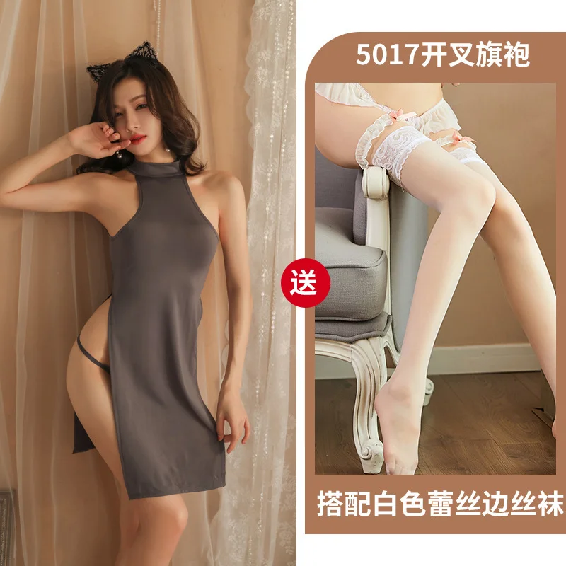 Uveng Night Swear Ti Ti's Tidi Tani Lingerie Pure Lingerie Passion Side High Open Fork Dress Uniform Seduction Ice Cheongsam