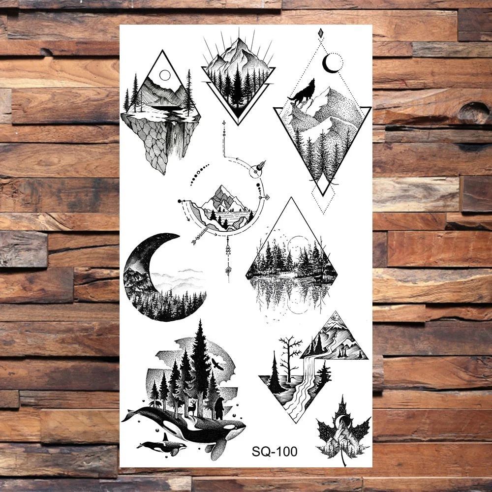 Black Butterfly Temporary Tattoos For Women Girls Realistic Eye Halloween Crown Fake Tattoo Sticker Sexy Body Arm Tatoos DIY