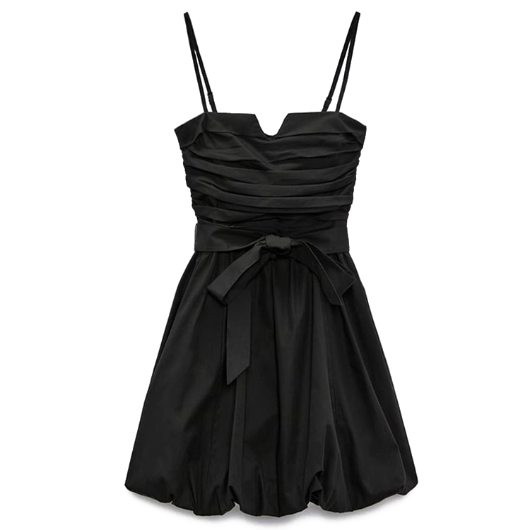 Lace Up Sling Solid Color Mini Dress